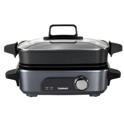 Imagen de Cuisinart Robot de Cocina Multifunción 5 en 1 Asar, dorar, cocer al vapor, cocinar y hervir a fuego lento Antiadherente, placas sartenes intercambiables Apilable, fácil guardar Gris