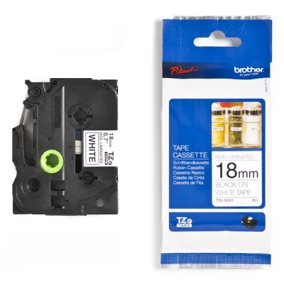 Imagen de Brother Gloss Non laminated Labelling Tape 18mm, Black/white