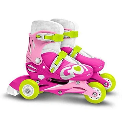 Imagen de Stamp Adjustable Two in One 3 Wheels Skate Pink SKIDS Control Size 27 30, Girls, Rosa &amp; Blanco, Talla
