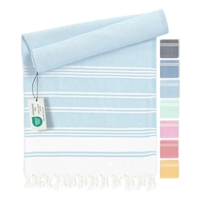 Imagen de Fit Flip Toalla Hammam Toallas de Playa Grandes algodón 100% Reciclado turca Secado rápido, Fouta, Grande pestemal Ideal como Sarong Azul Hielo 100x200cm Diamond