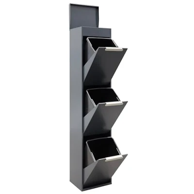 Imagen de Arregui Ecoclas Plus CR324 E Cubo de Basura y Reciclaje Acero 3 Compartimentos con Bandeja Superior 3x17L (51L) Cubos Cocina Contenedores para Casa antracita
