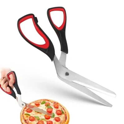 Imagen de TNOMSNO Tijeras para Pizza, Pizza Cortador de Acero Inoxidable, 27CM Cocina Multifuncionales Cortar Pasta y Tartas