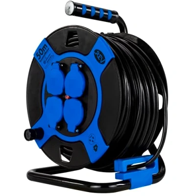 Imagen de REV 0010118812 base múltiple 50 m 4 salidas AC Exterior Negro, Azul Bases múltiples (50 m, AC, Exterior, 1,5 mm², Azul, 230 V)