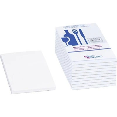 Imagen de Baier &amp; Schneider Cuaderno de gastronomía, Fijaciones adhesivas, sin, 70 g/m², 75 x 140 mm, Blanco Paquete 10 50 Hojas