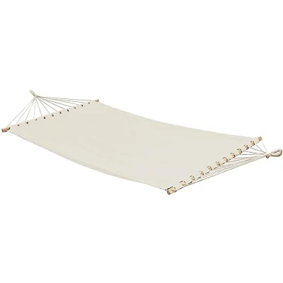 Imagen de AMANKA XXL Hamaca Grande para 2 Personas 200x120cm con Dos Barras de Madera Beis