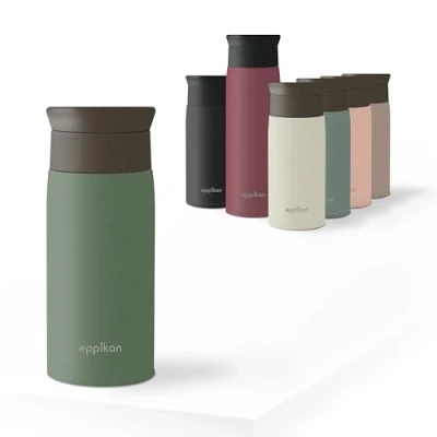Imagen de eppikan EppiToGo Termo de Acero Inoxidable, taza aislada, Travel Mug, Coffee to go, para Coche, 350 ml, 500 viaje, antigoteo con Apertura 360º higiénica (Xanadu, ml)