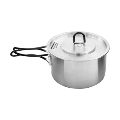 Imagen de Tatonka Kettle II 1.0 L Olla para exteriores de acero inoxidable con escala volumen y tapa función colador, 1 litro, diámetro 14,5 x 8,5 cm