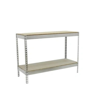 Imagen de SimonRack Estantería Metálica Almacenaje, Sin Tornillos, 2 Baldas Madera, Alta Capacidad Carga 400 kg, 900x1500x600 mm, Taller Garaje Trastero, Galva/Madera