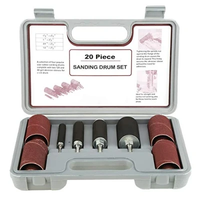 Imagen de DEWIN Lijadora de Banda, Adaptador Amoladora Plato con Estuche Almacenamiento Fuerte para Pasatiempos Mejoras el Hogar Carpintería Bricolaje Trabajo en Madera 20 Piezas