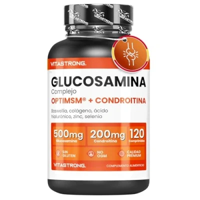 Imagen de GLUCOSAMINA CONDROITINA MSM Vitastrong OptiMSM®, COLLinstant® Colágeno y Acido Hialuronico, Boswellia, Zinc, Selenio Manganeso Alta Dosificación Fórmula Eficaz