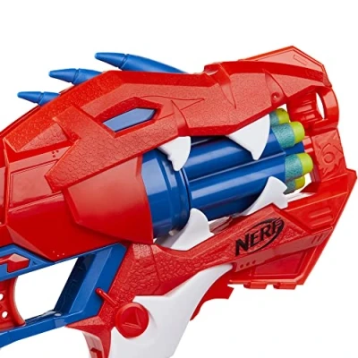 Imagen de Nerf Lanzador DinoSquad Raptor Slash Tambor Giratorio de 6 Dardos, Modo ráfaga, Dardos Diseño Velociraptor