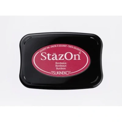 Imagen de Tsukineko Tinta STAZON para vidrio y plástico color Rojo burdeos 95x65mm. Almohadilla