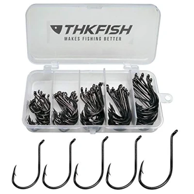 Imagen de THKFISH 100pcs Octopus/Beak Hook Anzuelos de Pesca Pulpo Gancho Pescado Circle 1/0 3/0 4/0 5/0 6/0