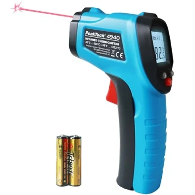 Imagen de PeakTech Termómetro infrarrojo 4940/pirómetro con láser, 50 C … 600 C, relación de punto medición 12:1, para rápida la temperatura superficial 0,5 s, grado emisión 0,95 fijo