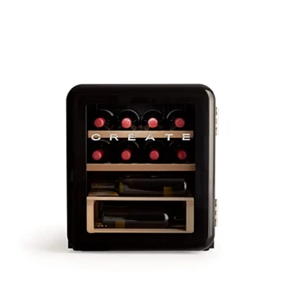 Imagen de CREATE/WINECOOLER RETRO M/Vinoteca eléctrica de 12 Botellas, Negro/Diseño Retro, 48L, Botellas 75cl, Resistente