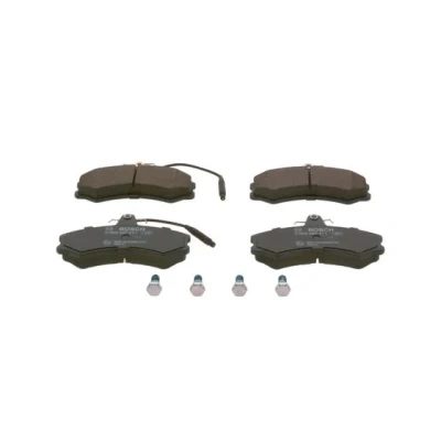 Imagen de BOSCH 0 986 467 411 Juego de pastillas freno Low Metallic con sensor desgaste incorporado Chapa antichirridos, tornillos accesorios