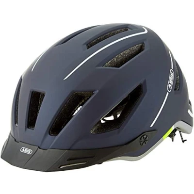 Imagen de ABUS casco de ciudad Pedelec 2.0 bicicleta con luz trasera y cubierta para la lluvia el tráfico urbano hombres mujeres azul, talla M