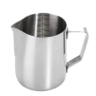 Imagen de Dianoo Jarra De Espuma Leche Acero Inoxidable Humeante Arte Latte Taza Para El Café Capuchino Espresso Con Termometro 600ML