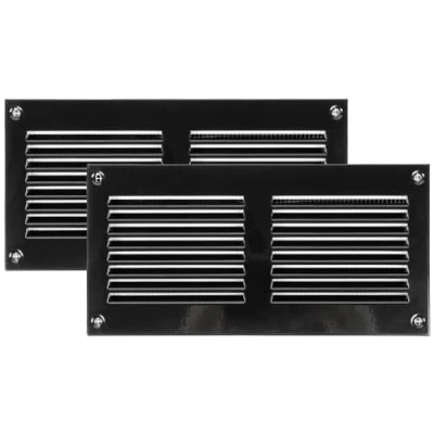 Imagen de Vent Systems Paquete de 2 cubiertas ventilación aire 200 x 100 mm, color negro, parrilla retorno con contra plagas integrada, cubierta HVAC para mejoras en el hogar