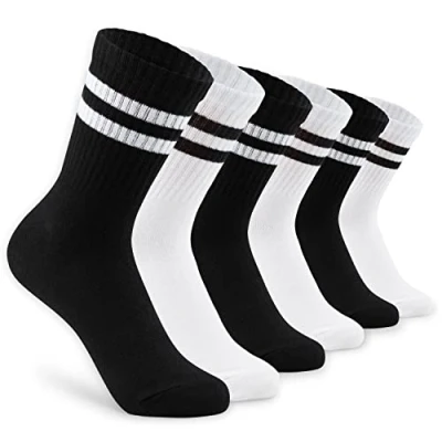 Imagen de CityComfort Transpirables Calcetines Rayas para Mujer, 6 Pack, Regalos Mujer (Negro/Blanco, 37 40 EU)