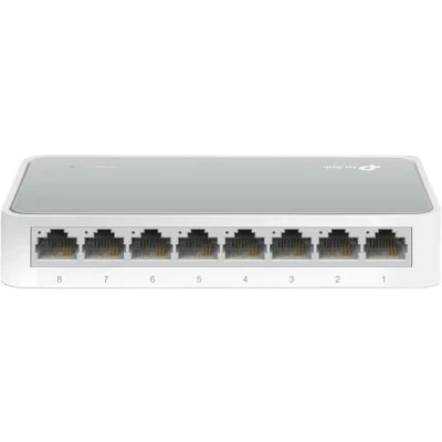 Imagen de TP Link TL SF1008D Conmutador Fast Ethernet/red/LAN de 8 puertos (10/100 Mbps, ajuste automático velocidad y dúplex, Plug and Play, MDI/MDIX automático, sin ventilador) blanco