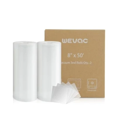 Imagen de Wevac Rollos Envasadora al Vacio, 2 20x1500cm Bolsa Comida Gofradas para Envasar Vacio Alimentos, Preparación de Comidas y Cocina Sous Vide, BPA Free