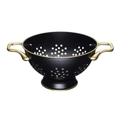 Imagen de MasterClass Colador de Acero Inoxidable, Negro Mate / Efecto Latón, 25 cm