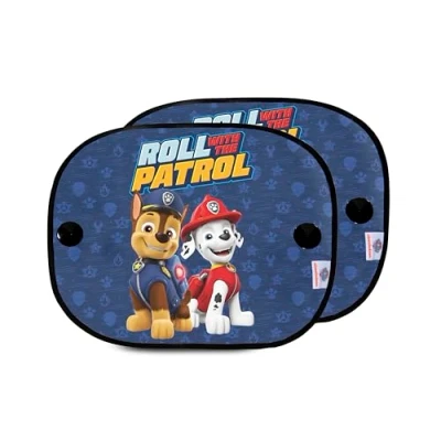 Imagen de Paw Patrol Juego de 2 Cortinillas Laterales Microperforadas la Patrulla Canina para Niño con Personajes Chase y Marshall. Protege los Rayos del Sol Calor.