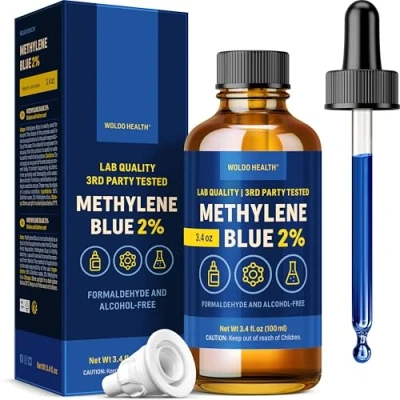 Imagen de Azul de metileno 2% calidad farmacéutica con pipeta 100 ml sin formaldehído, alcohol, protegido la luz, limpieza laboratorio