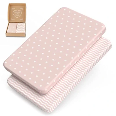 Imagen de Sábanas minicuna mimaDu 50x80 Bajera Protector sábana Funda 80x53 80x50 90x40 cm 100% algodón Certificado Oeko Tex (Rosa Palo)