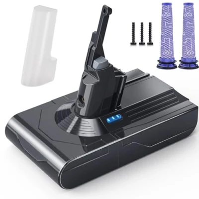 Imagen de Morpilot 6500 mAh Batería para Dyson V8 SV10, Compatible con Aspiradoras Inalámbricas Absolute, Animal, Fluffy SV10 2 Filtros Lavables
