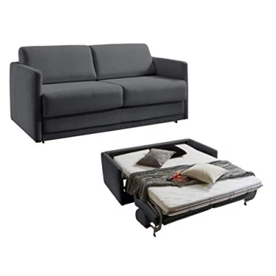 Imagen de Atlantic Home Collection Schlafsofa Limone, hochwertig gepolstert, Anthrazit Sofás, Tela con Textura, Antracita, Dauerschläfer, 193x93x90 cm (BxTxH)