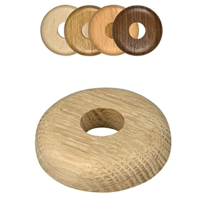 Imagen de 2 Piezas de rosetas individuales para tuberias calefaccion, diferentes maderas y tamaños, embellecedor, cubre tubos radiador, tapa (15mm, roble crudo)