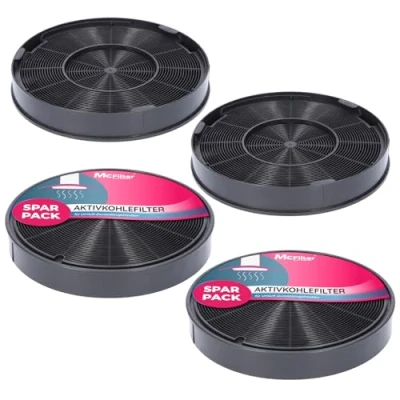Imagen de 4x Filtro de carbón activado Ø 200 mm, EFF62, Juego 4 para campanas extractoras adecuada Franke 112.0016.755, AEG 9029793578, Bosch/Siemens 00748732, Miele 6532971