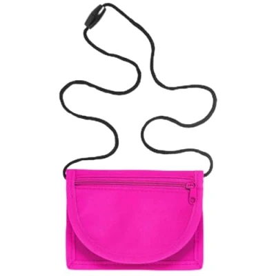 Imagen de minimutz Cartera infantil para niños y niñas, billetera colgar, con ventana de visualización tarjeta autobús, bolsa pecho el primer día clases, Rosa 1, Color sólido