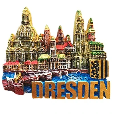 Imagen de imán 3D para nevera de recuerdo Dresde, Alemania, decoración del hogar y la cocina, magnético nevera, regalo viaje