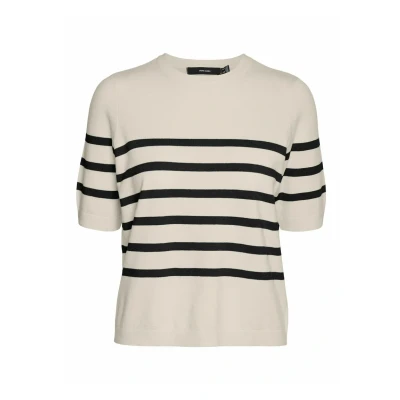 Imagen de VERO MODA Vmsaba Llano SS O Neck Jersey Ga Noos Suéter, Abeduro/Rayas: Negro, M para Mujer