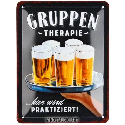 Imagen de Nostalgic Art Retro Blechschild Terapia De Grupo Idea Regalo para los Amantes la Cerveza, Metal, Diseño Vintage con Frase, 15 x 20 cm
