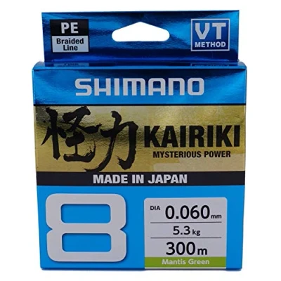 Imagen de Shimano Kairiki 8, 300 Meter, Mantis Verde 0.350 mm/39.5 kg, Línea de Pesca Trenzada, 59Wpla68R0A