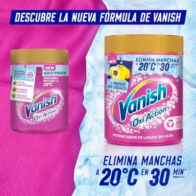 Imagen de Vanish Oxi Action Multipoder Quitamanchas multibeneficio para la ropa, elimina olores y potenciador del lavado, En Polvo, Sin Lejía 400gr
