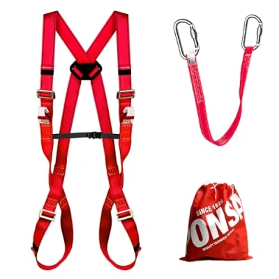 Imagen de PONSA CGPK7C ARNÉS de SEGURIDAD para trabajo en altura: KIT COMPLETO con 2 puntos anclaje, cinta amarre y mosquetones.