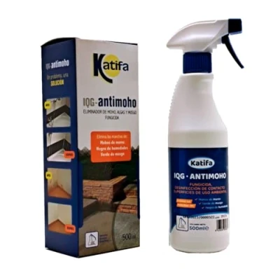 Imagen de SPRAY KATIFA ANTIMOHO 500ml. Limpiador de manchas humedad y moho en bañeras, juntas azulejos, paredes, techos, piedra exteriores, ladrillos, etc. Uso interior exterior.