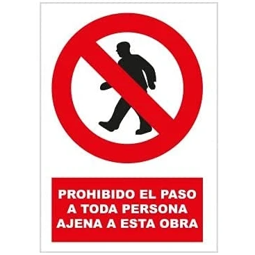Imagen de FERRETELIX® Cartel señal PVC 40 cm x 30 prohibido el paso a toda persona ajena esta obra 1 mm espesor