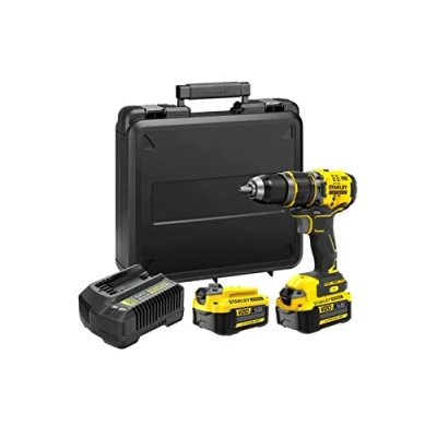 Imagen de STANLEY FATMAX SFMCD721M2K QW Taladro Percutor 18V, Gama V20, Motor sin escobillas, Par máx. 80 Nm, Engranaje metálico de 2 velocidades, Luz LED, Incl. baterías 4,0 Ah, cargador y maletín