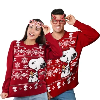 Imagen de United Labels Snoopy Jersey de Navidad unisex, rojo, invierno, suéter punto, para hombre y mujer, M