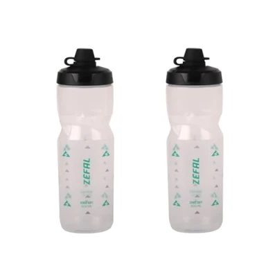 Imagen de ZEFAL Pack Sense Soft 80 No Mud Dos Bidones De Ciclismo y MTB Con Protección La Tetina Botella Bicicleta Deporte Sin BPA Translúcido, 2 x 800ml
