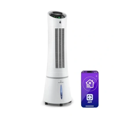 Imagen de Klarstein Aire acondicionado 4 en 1: enfriador de aire, ventilador, humidificador e ionizador I Depósito agua 6 L, oscilación, 210 m3/h, temporizador sin tubo escape, portátil, blanco