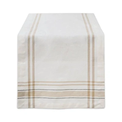 Imagen de DII Colección de Mesa Comedor a Rayas francesas Camino Estilo Granja, Algodón, White Chambray, 14x108 Inches