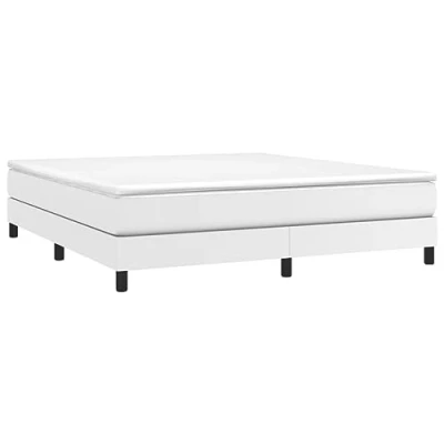 Imagen de vidaXL Estructura de Cama, Somier Matrimonio Listones, Base Cama Tapizada, Mueble para Dormitorio Hogar, Cuero Sintético Blanco 160x200 cm