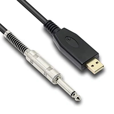 Imagen de MEIRIYFA Cable USB para guitarra eléctrica (USB a 6,35 mm, 1/4 pulgadas), conector de ordenador, adaptador grabación instrumentos, canto 3 m, m)